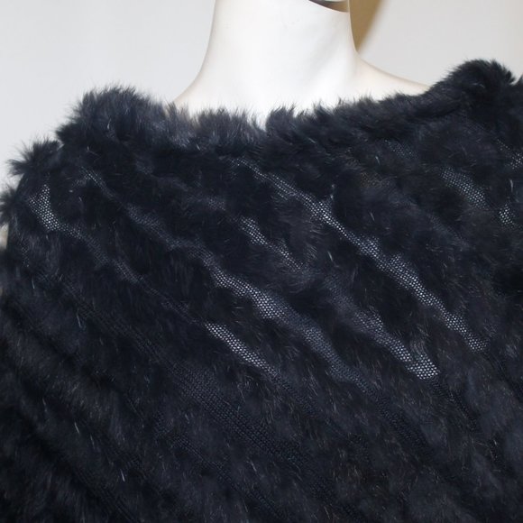 New MK Metric Knits Fur Collection 4 Neiman Marcus Rabbit Fur Poncho Cape - Picture 5 of 10